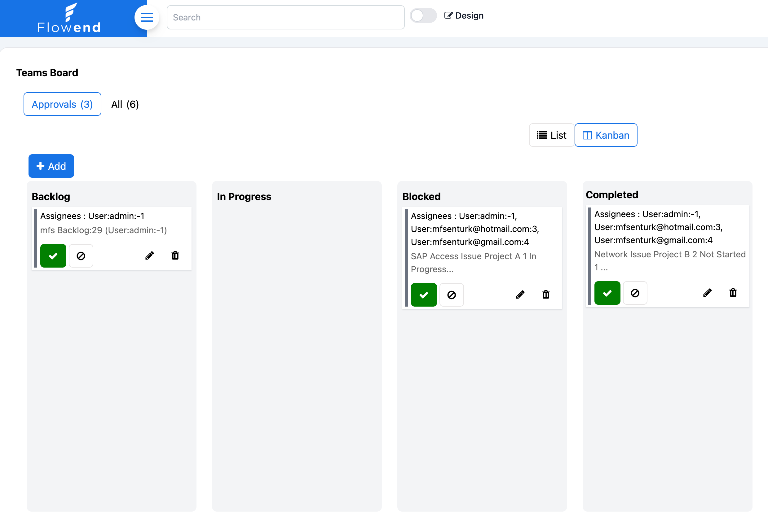 Flowend Kanban board visual workflow
